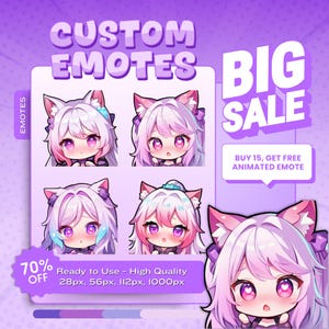 Eigene Twitch Emotes oder Kick Emote Auftragsarbeit | Animierte Emotes | Youtube | Discord | Vtuber Emote | Süßer Anime im Chibi Stil
