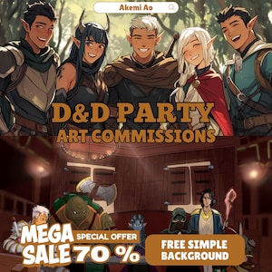 Custom DnD Party Art Commission, DND Party Illustratie, Custom DnD Party, DnD Campaign Art, Dungeon and Dragons, DnD Party Art, Fantasy Art