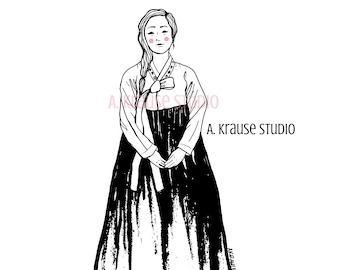 Korean Hanbok Art Print, Korean Heritage Art Print, Korean Culture Watercolor Illustration Prints, Korean American Adoptee Artwork