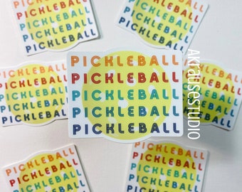 Pickleball Vinyl Sticker, Retro Pickleball Illustration Stickers, Waterproof Laptop Water Bottle Decals,