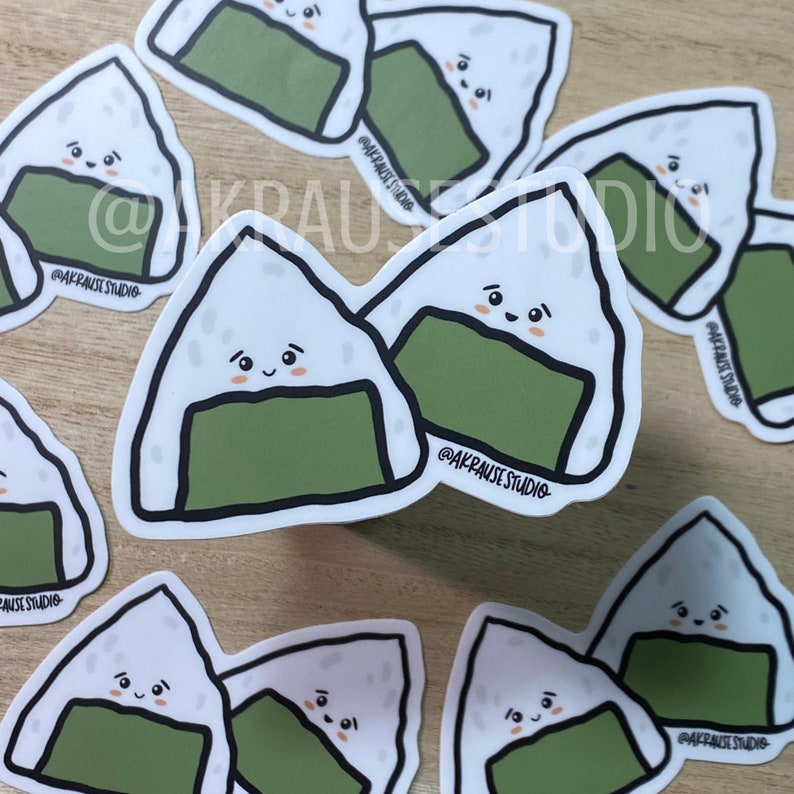 Kawaii Onigiri Stickers, Cute Waterproof Vinyl Japanese Rice Balls ...