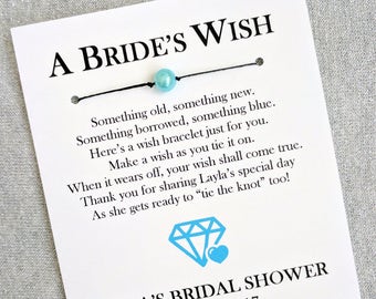 Something Blue - A Bride's Wish - Wish Bracelet Bridal Shower Favor Custom Made for You