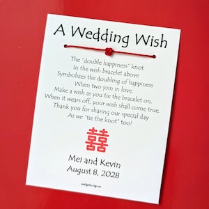 Double Happiness - A Wedding Wish - Wish Bracelet Wedding Favor Custom Made for You