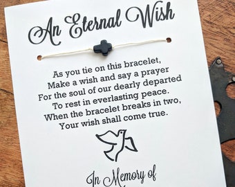 An Eternal Wish - Funeral Memorial Card - Wish Bracelet Party Favor Custom Made for You