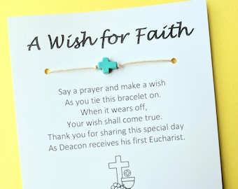 A Wish for Faith - First Communion Cross Bead Wish Bracelet Party Favor Custom Made for You