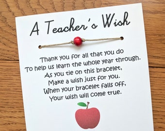 A Teacher's Wish - Wish Bracelet with a Bead - Teacher's Appreciation Gift Custom Made for You