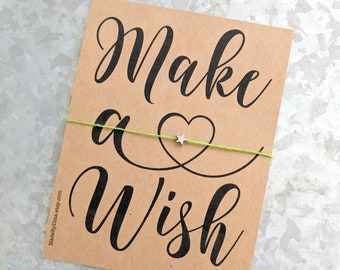 Make a Wish Greeting Card with a Wish Bracelet, Custom Made Thinking of You Gift for Friends, Family, Student, Teacher, Unique Party Favor