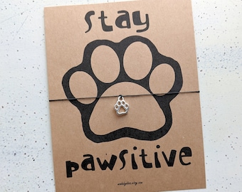 Paw Print Wish Bracelet, Make a Wish Greeting Card for Dog Mom, Pet Owner, Cute Gift for a Dog Cat Animal Lover, Unique Party Favor