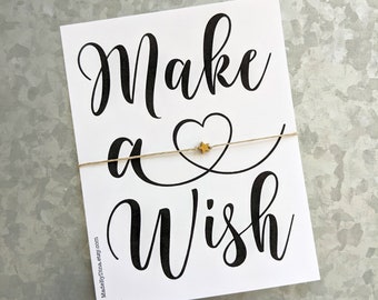 Make a Wish Greeting Card with a Wish Bracelet, Custom Made Thinking of You Gift for Friends, Family, Student, Teacher, Unique Party Favor