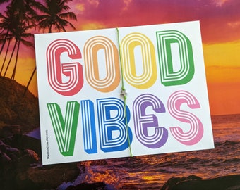 Inspirational Quote Card with a Custom Wish Bracelet, "Good Vibes" Encouragement Card for Friends & Family, All-Occasion Greeting Card