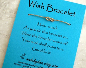 Sailor Knot WISH BRACELET - Shades of Blue - Wedding Favor Party Favor on Blue Cardstock