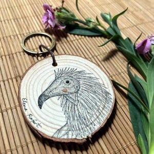 Hand painted Bird Custom Design Wood Charm for Keys Holder Personalized Animal Art Gift Idea for Friend Keepsake Custom Painted Keyring Bag