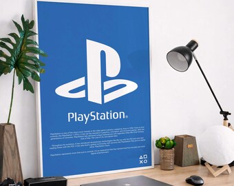 Logo PlayStation imprimé bleu, affiche numérique moderne pour joueurs, art mural PS imprimable, cadeau idéal pour les fans, téléchargement numérique, décoration de salle