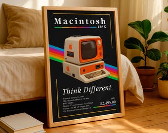 Vintage 1980s Computer Poster, Retro Personal Computer Art, Classic Tech Wall Decor, Digital Download