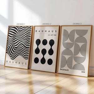 Set of 3 Prints Poster Set Bauhaus Poster | Abstract Geometric Wall Art | Mid Century Modern Print | Exhibition Design | Modern Art Print