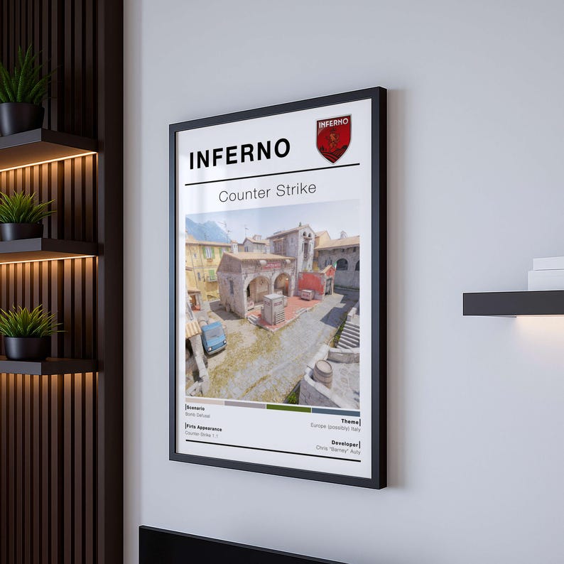 CSGO Tactical European Town Map Poster, Minimalist FPS Game Art, Gaming ...