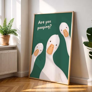 Funny Goose Bathroom Poster, Are You Pooping Wall Art, Cute Duck Print, Bathroom Humor Decor, Minimalist Funny Art image 8
