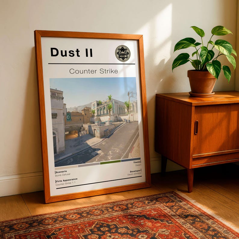 CSGO Tactical Desert Map Poster, Minimalist FPS Game Wall Art, Gaming ...