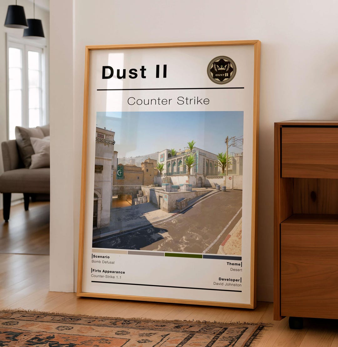 CSGO Tactical Desert Map Poster, Minimalist FPS Game Wall Art, Gaming ...