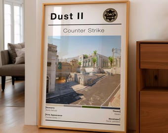 Affiche de carte CSGO tactique du désert, art mural de jeu FPS minimaliste, décoration de salle de jeux, téléchargement numérique