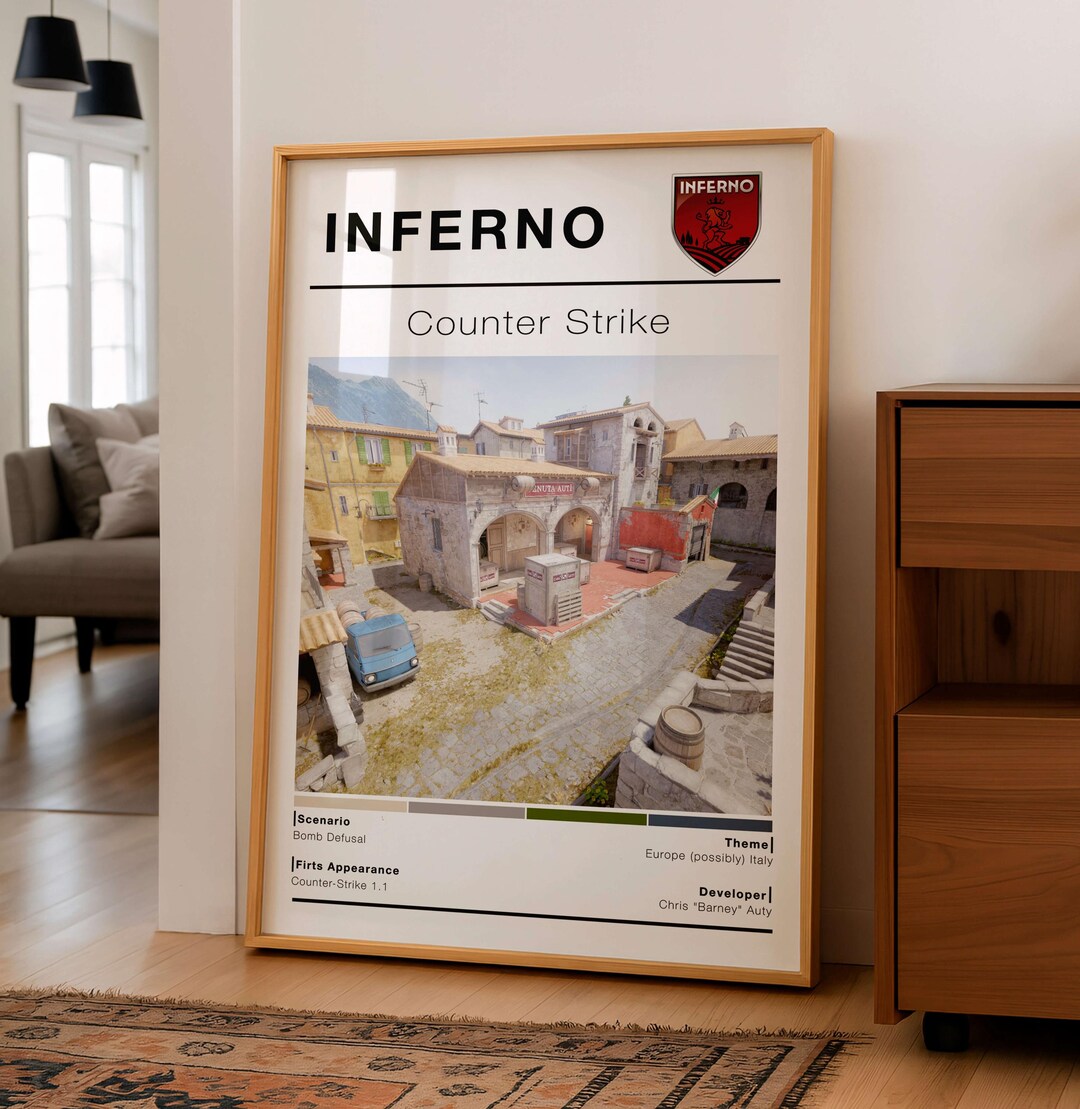 CSGO Tactical European Town Map Poster, Minimalist FPS Game Art, Gaming ...
