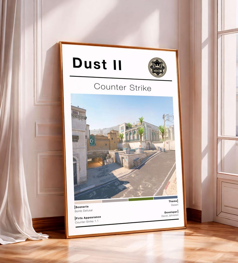 CSGO Tactical Desert Map Poster, Minimalist FPS Game Wall Art, Gaming ...