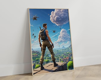 Impression d'art paysage Battle Royale, décoration de chambre de joueur (téléchargement numérique)