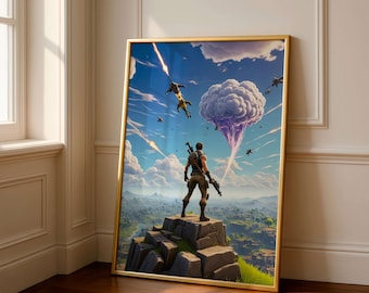 Impression d'action Battle Royale | Décoration murale Gamer | Paysage de jeu dynamique pour salle de jeux, téléchargement numérique, décoration de joueur, cadeau pour garçons