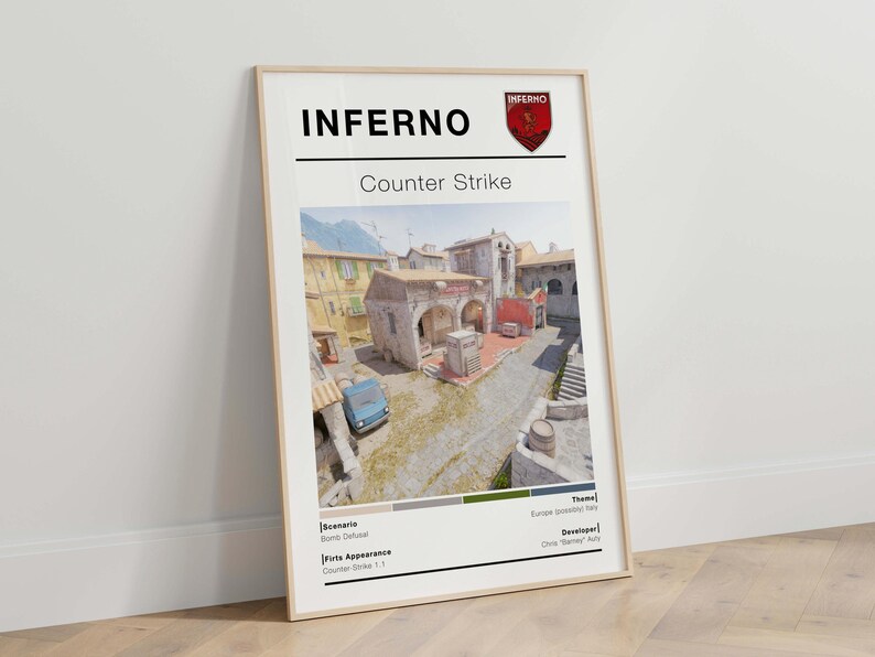 CSGO Tactical European Town Map Poster, Minimalist FPS Game Art, Gaming ...