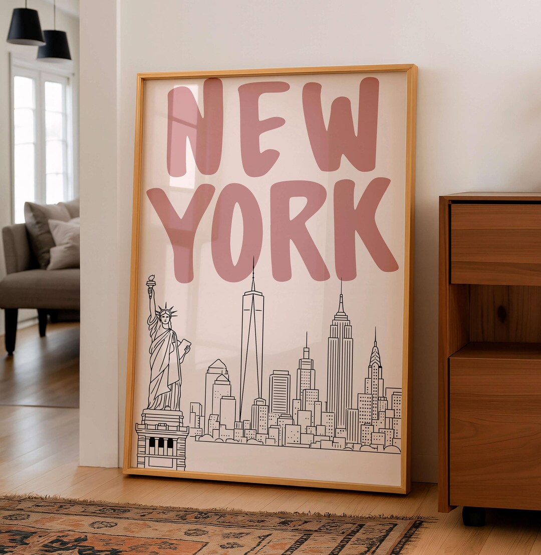 New York City Skyline Art Print, Minimal NYC Wall Art Poster - Etsy