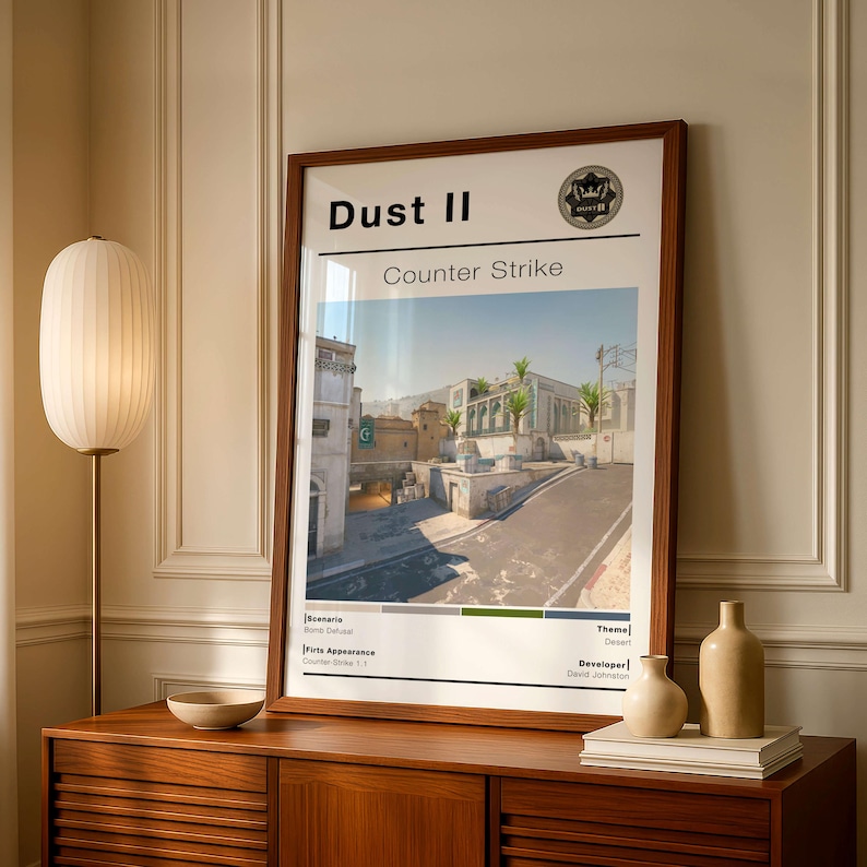 CSGO Tactical Desert Map Poster, Minimalist FPS Game Wall Art, Gaming ...