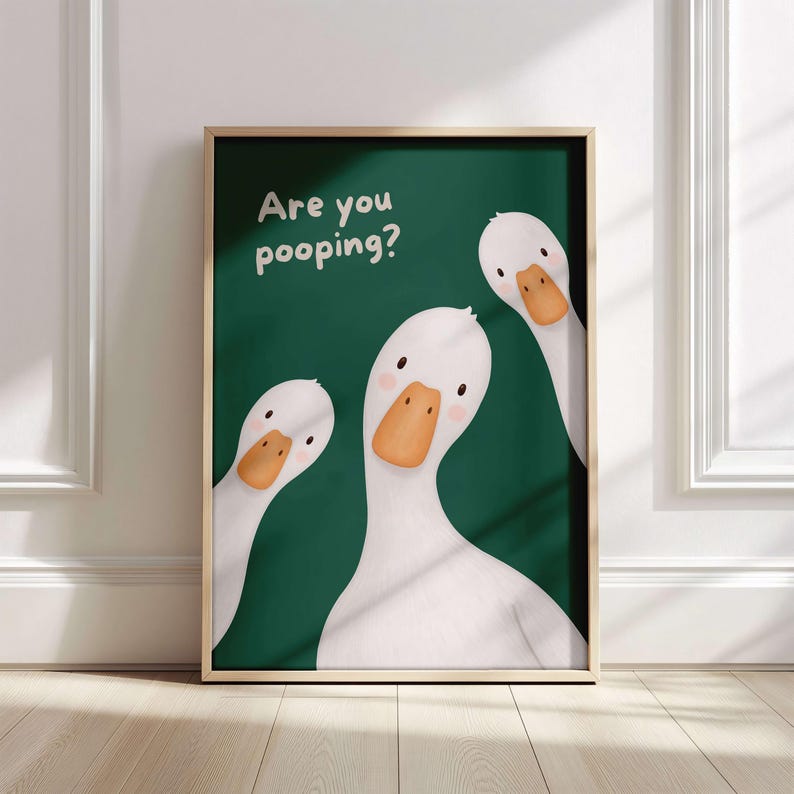 Funny Goose Bathroom Poster, Are You Pooping Wall Art, Cute Duck Print, Bathroom Humor Decor, Minimalist Funny Art image 16