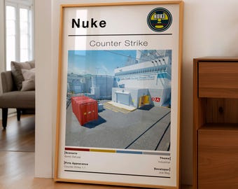 CSGO Industrial Facility Map Poster, Minimalist FPS Game Wall Art, Gaming Room Decor, Digital Download