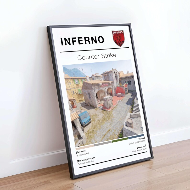 CSGO Tactical European Town Map Poster, Minimalist FPS Game Art, Gaming ...