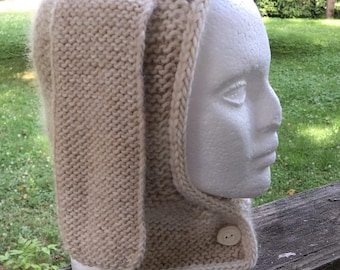 Baby Alpaca and Merino Bunny Ear Hood