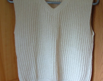 Cream Cotton V-neck Vest