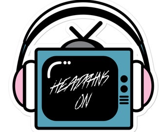Headphones On TV Vinyl Sticker