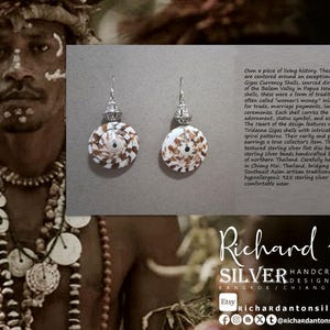 Rare Tridacna Gigas Shell Earrings | Dany Tribe Currency, Karen Hill Tribe Silver