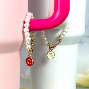 Dije de perla con letra de Stanley Cup / Dije de perla con letra personalizable de Stanley / Accesorios perfectos para Stanley Cup