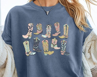 Retro Comfort Western Boots Shirt, Rodeo T Shirt, Cowgirl Boots Shirt, Country Boots Shirt, Western Gift For Women, Cute Country Shirt