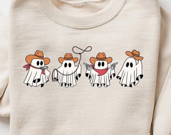 Halloween Cowboy Sweatshirt, Halloween Western Ghost Sweater, Halloween Cowboy Ghost Tshirt, Spooky Season Shirt, Funny Halloween Gift