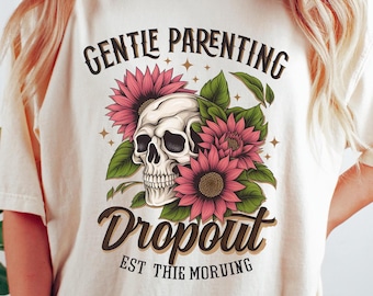 Camiseta "Abandono de la crianza con cariño", camiseta retro cómoda, sudadera divertida para mamá, camiseta sarcástica para mujer, regalo divertido para padres, camiseta de cuello redondo para mamá esqueleto