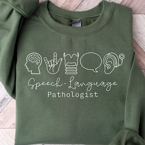 Sweatshirt logopedist, T-shirt spraaktaal, shirt SLP verpleegkundige, cadeau logopedist, retro comfort vrouw ronde hals