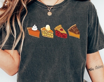 Sudadera de pastel de calabaza, camiseta de Acción de Gracias, camiseta con gráficos de otoño, camisetas de otoño para mujer, camiseta de moda de Acción de Gracias, regalo para Acción de Gracias