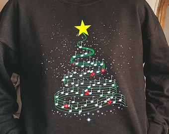 Christmas Tree Music Sweatshirt, Music Note Tree Sweater, Music Lover Christmas Gift, Christmas Shirt For Musician, Christmas Vibes T-Shirt