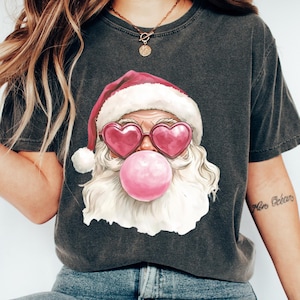Koszulka świąteczna Santa Bubble Gum, bluza świąteczna Santa, zabawne prezenty świąteczne, koszulka Xmas Bubble Gum, sweter świąteczny Santa Claus