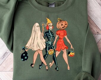 Halloween Let's Go Ghouls Sweatshirt, Halloween Shirts, Retro Halloween Cowgirl Shirt, Western Halloween Tshirt, Halloween Geist Rundhalsausschnitt