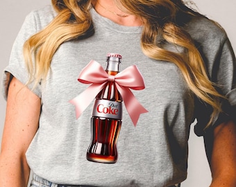 Diet Coke Pink Bow T-shirt, Coquette Diet Coke Lover Sweater, Trendy Sweatshirt For Diet Coke Fan, Gift For Diet Coke Lover, Gift for Her