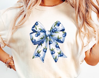 Chemise coquette confort myrtilles, t-shirt esthétique fruité, t-shirt graphique rétro, cadeau gourmand, sweat-shirt coquette preppy, col rond amateur de fruits