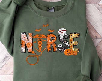 Halloween Nurse Sweatshirt, Spooky Nurse Tshirt, Nurse Halloween Gifts, Halloween Party Shirt, Nurse Halloween T-shirt, Cute Nurse Shirt